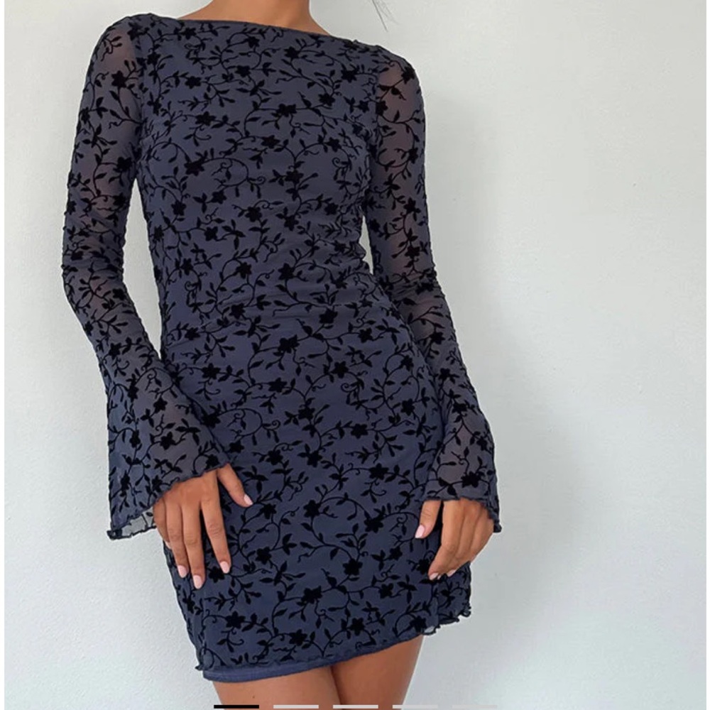 Motel rocks Sevila mini dress in navy and blue floral